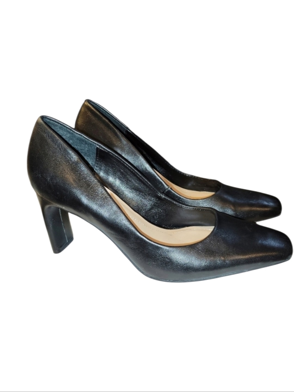 Alfani Tarah Black Leather Square Toe Pumps Step N Flex Comfort Size 8.5